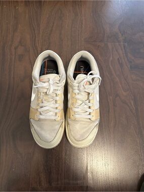 Nike Casual Lace-Up Sneakers in Beige and White